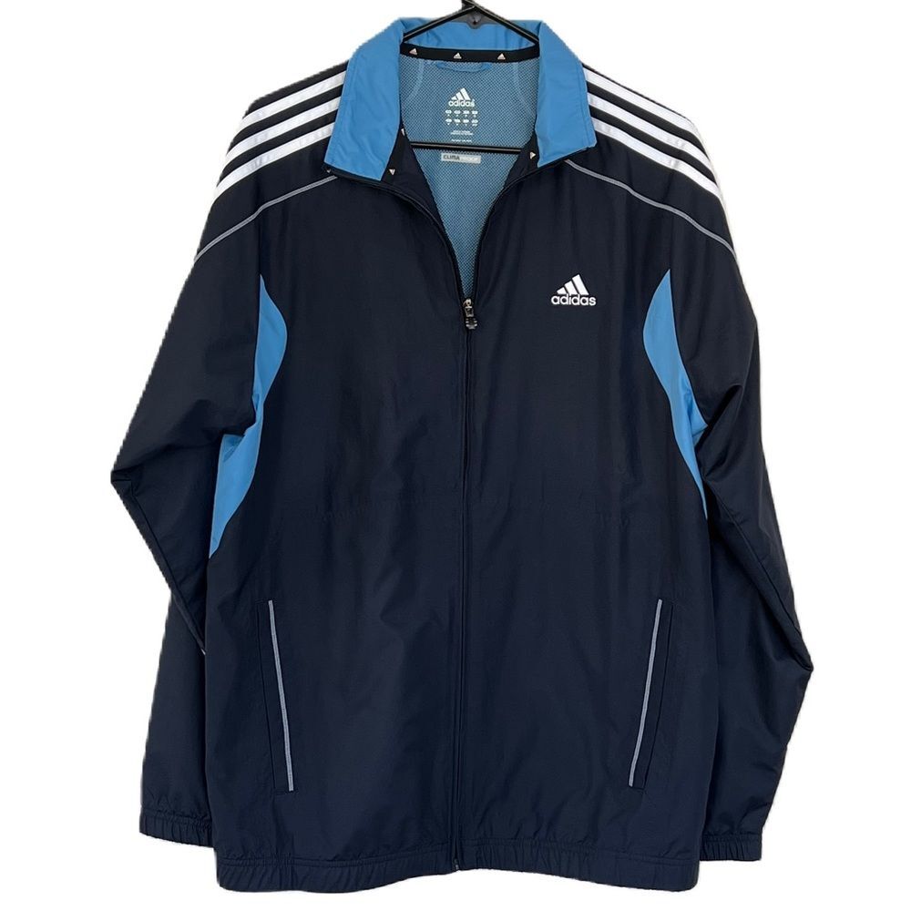 Adidas Mens Full Zip M Jacket Climaproof Blue Jacket Windbreaker - Picture 3 of 14